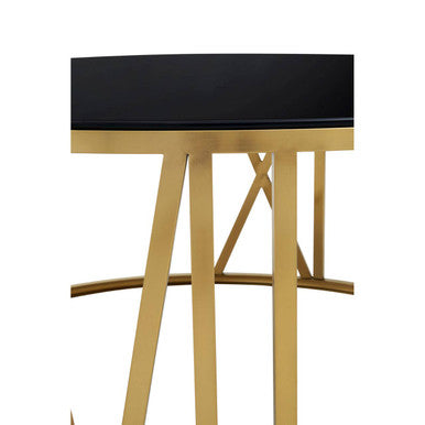 Alana Gold Finish and Black Glass Round Coffee Table