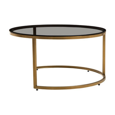 Alana Gold Finish and Tinted Glass Set of 2 Nesting Coffee Tables