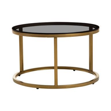 Alana Gold Finish and Tinted Glass Set of 2 Nesting Coffee Tables