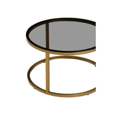 Alana Gold Finish and Tinted Glass Set of 2 Nesting Coffee Tables