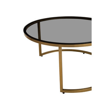 Alana Gold Finish and Tinted Glass Set of 2 Nesting Coffee Tables