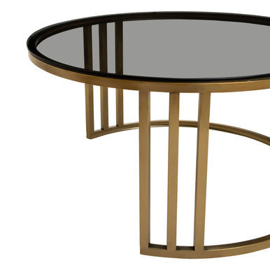 Alana Gold Finish and Tinted Glass Set of 2 Round Nesting Coffee Tables