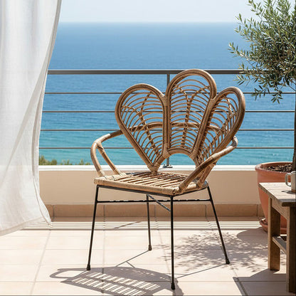 Manado Natural Rattan Armchair with Petal Design Backrest