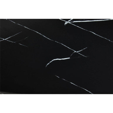 Black Faux Marble Rectangular Top Dining Table with Brushed Gold Geometric Frame | Moda