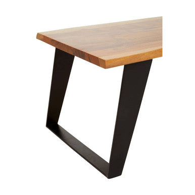 Live Edge Acacia Wood Top Coffee Table with Black Iron Legs | Surax