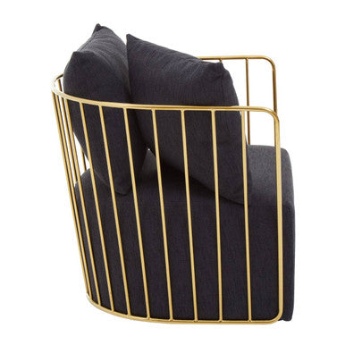 Azalea Black Fabric Chair with Gold Finish Stainless Steel Frame