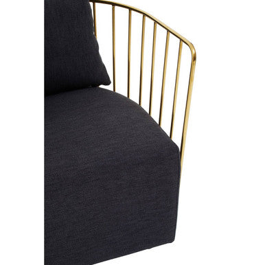 Azalea Black Fabric Chair with Gold Finish Stainless Steel Frame