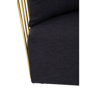 Azalea Black Fabric Chair with Gold Finish Stainless Steel Frame