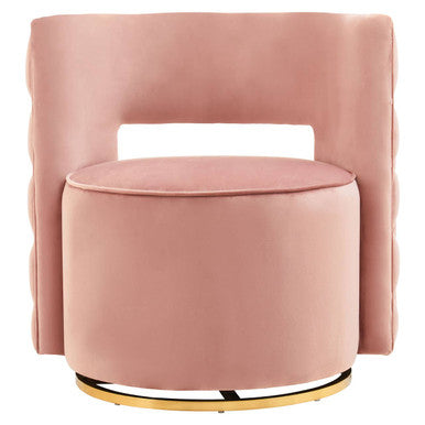 Yasmeen Pink Velvet Swivel Chair with Button Tufting