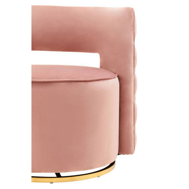 Yasmeen Pink Velvet Swivel Chair with Button Tufting