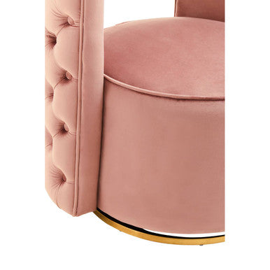 Yasmeen Pink Velvet Swivel Chair with Button Tufting