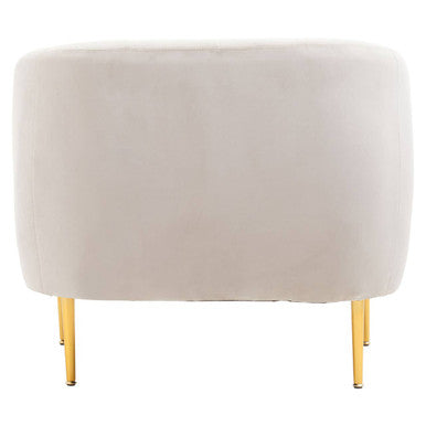 Yasmeen Silver Grey Velvet Barrel Back Armchair with Gold Finish Legs