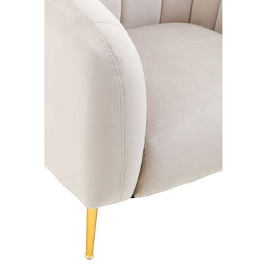 Yasmeen Silver Grey Velvet Barrel Back Armchair with Gold Finish Legs