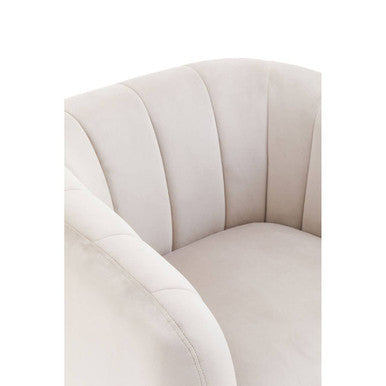 Yasmeen Silver Grey Velvet Barrel Back Armchair with Gold Finish Legs