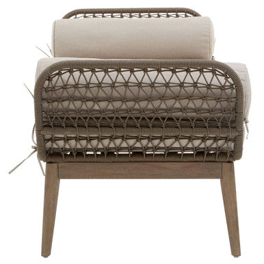 Opus Cream Fabric And Natural Rope Bench With Woven Rope Seat