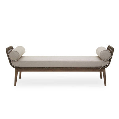 Opus Cream Fabric And Natural Rope Bench With Woven Rope Seat