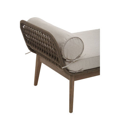 Opus Cream Fabric And Natural Rope Bench With Woven Rope Seat