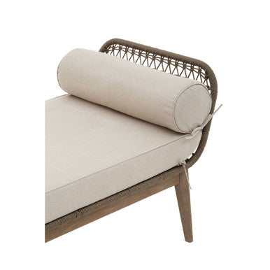 Opus Cream Fabric And Natural Rope Bench With Woven Rope Seat