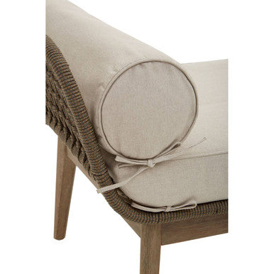 Opus Cream Fabric And Natural Rope Bench With Woven Rope Seat