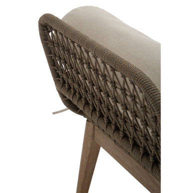Opus Cream Fabric And Natural Rope Bench With Woven Rope Seat
