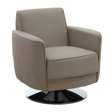 Wester Mink Faux Leather Swivel Chair with Chrome Base