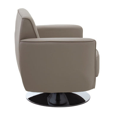 Wester Mink Faux Leather Swivel Chair with Chrome Base