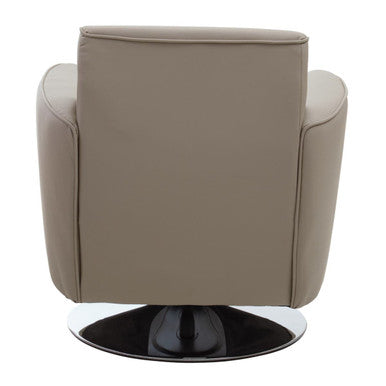 Wester Mink Faux Leather Swivel Chair with Chrome Base