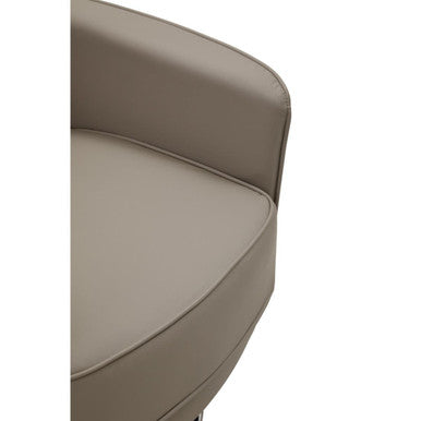 Wester Mink Faux Leather Swivel Chair with Chrome Base