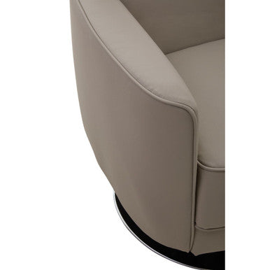 Wester Mink Faux Leather Swivel Chair with Chrome Base