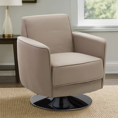 Wester Mink Faux Leather Swivel Chair with Chrome Base