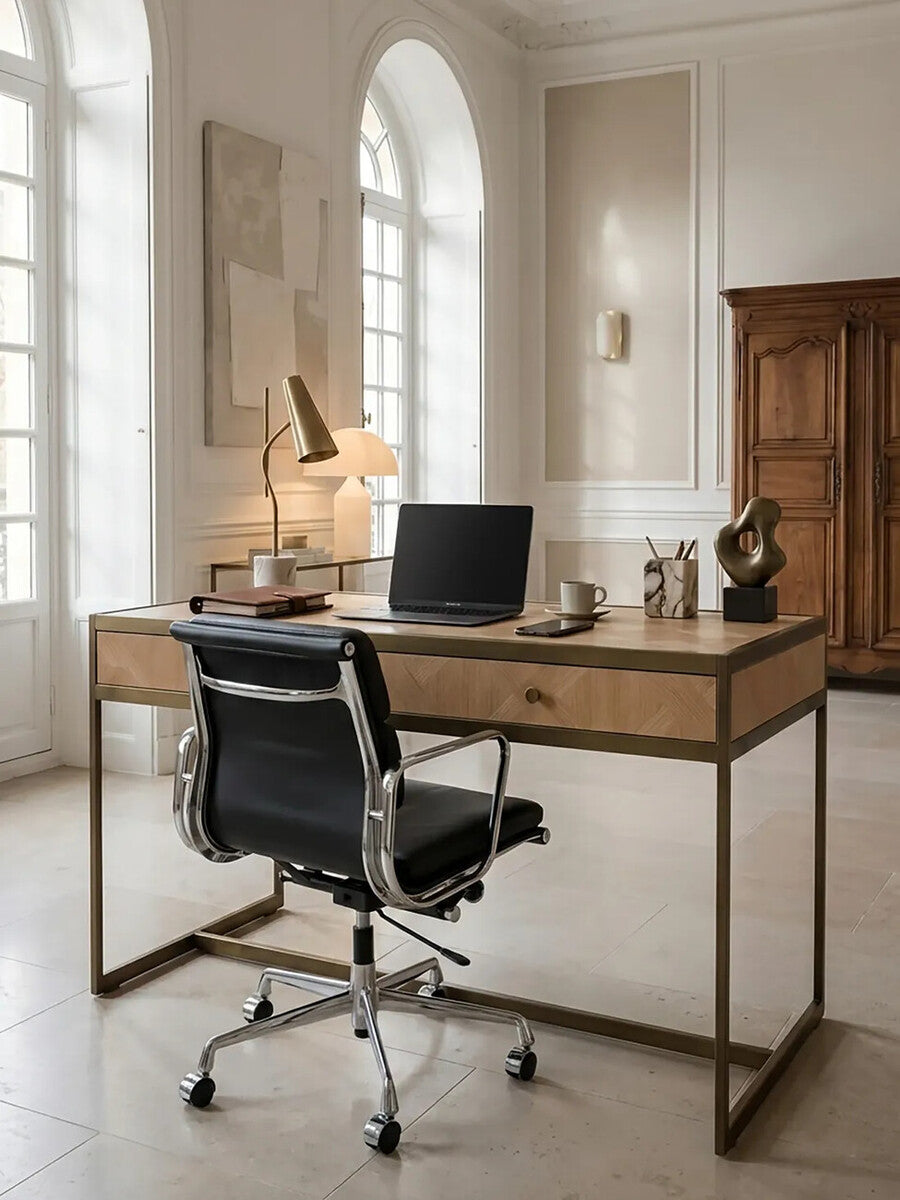 Oak Veneer 2 Drawer Desk | Grenoble