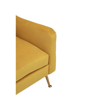 Doucet Yellow Velvet Chair with Gold Finish Angular Legs