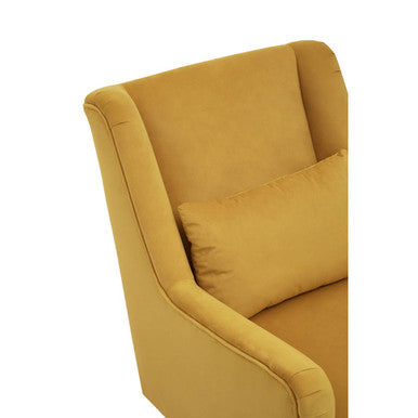 Doucet Yellow Velvet Chair with Gold Finish Angular Legs