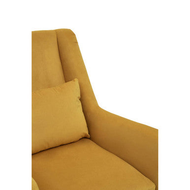 Doucet Yellow Velvet Chair with Gold Finish Angular Legs