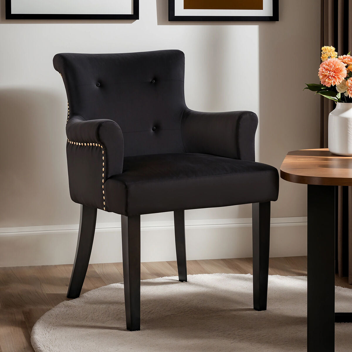 Black Velvet Dining Chair with Ring Back | Doucet