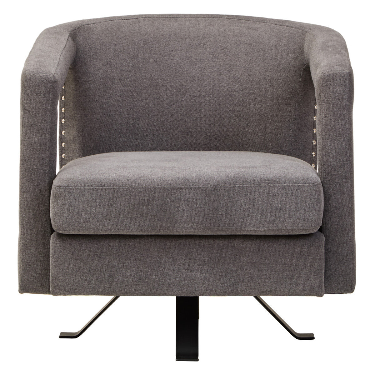 Hestia Ash Velvet Swivel Chair with Matte Black Base