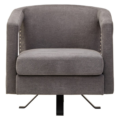 Hestia Ash Velvet Swivel Chair with Matte Black Base