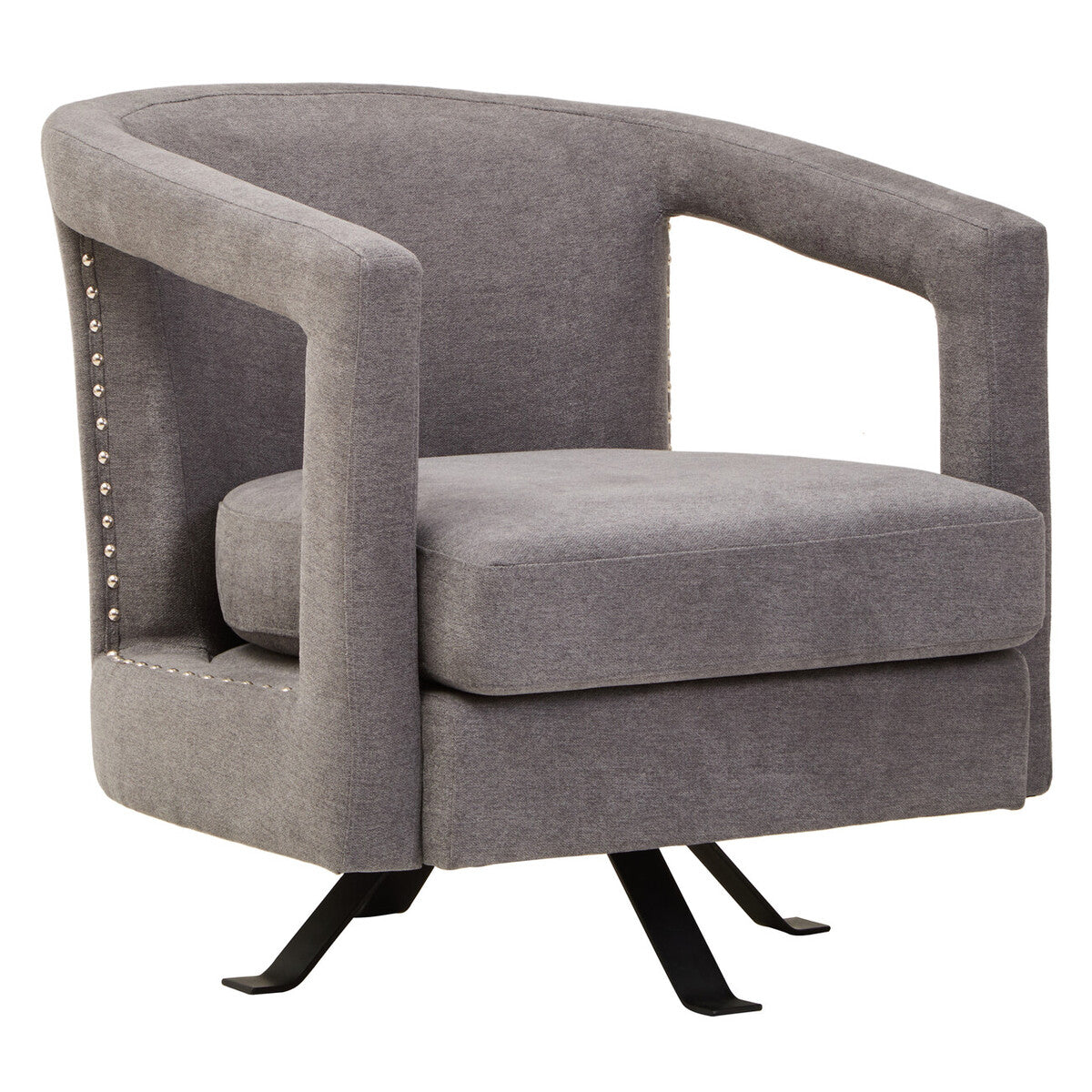 Hestia Ash Velvet Swivel Chair with Matte Black Base