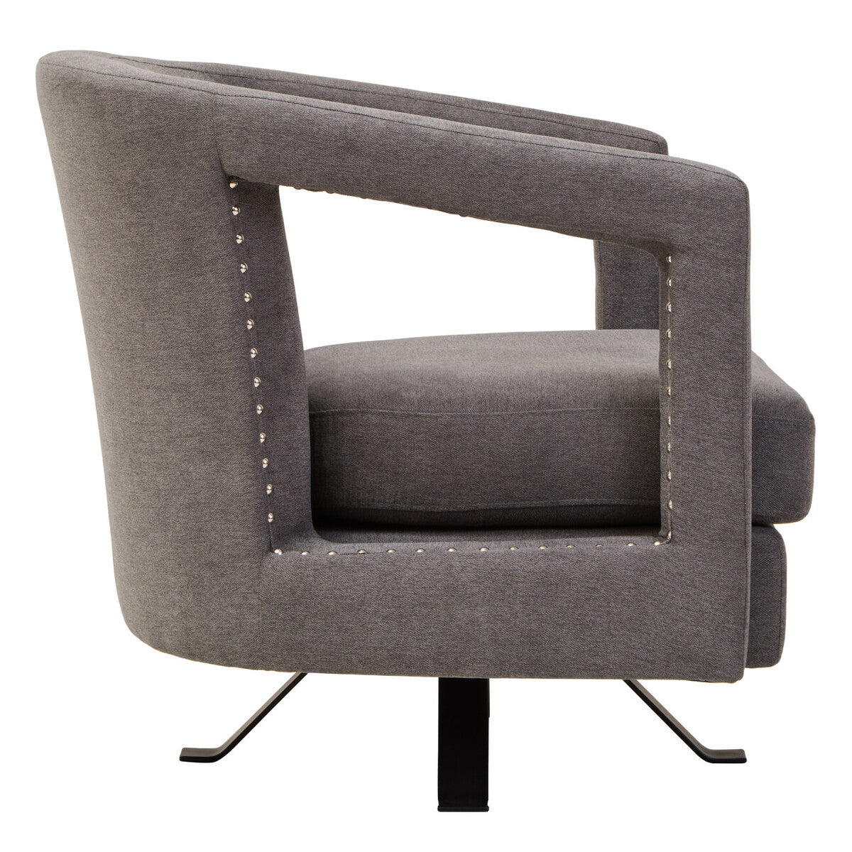 Hestia Ash Velvet Swivel Chair with Matte Black Base