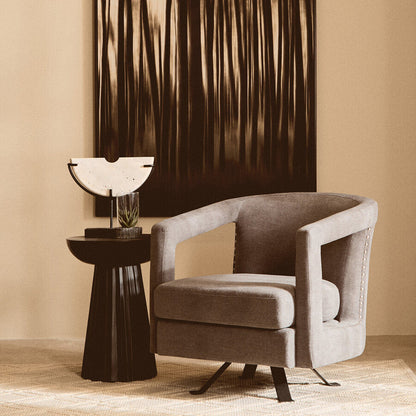 Hestia Ash Velvet Swivel Chair with Matte Black Base