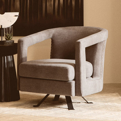 Hestia Ash Velvet Swivel Chair with Matte Black Base