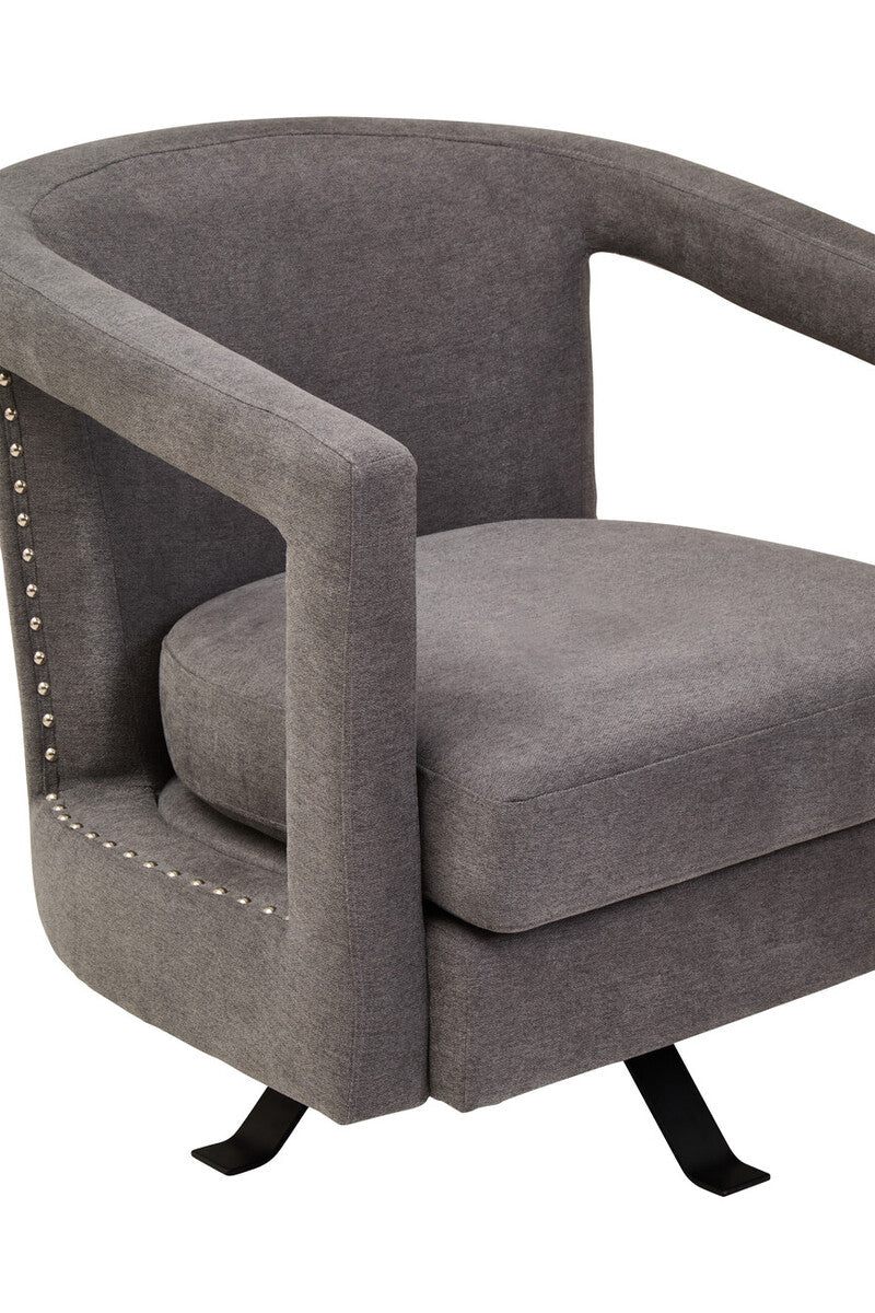 Hestia Ash Velvet Swivel Chair with Matte Black Base