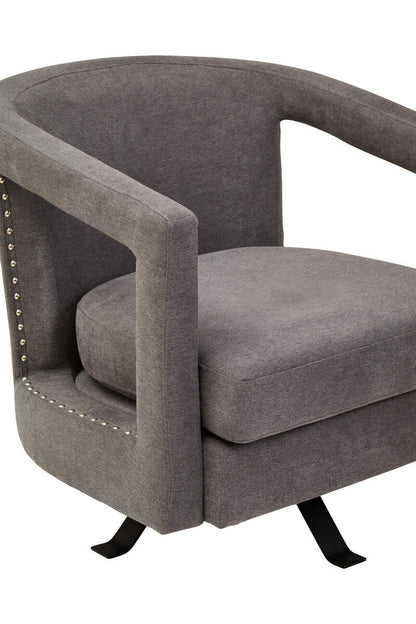Hestia Ash Velvet Swivel Chair with Matte Black Base