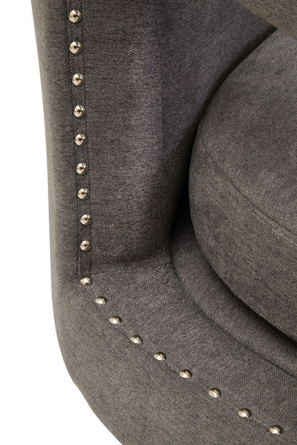 Hestia Ash Velvet Swivel Chair with Matte Black Base