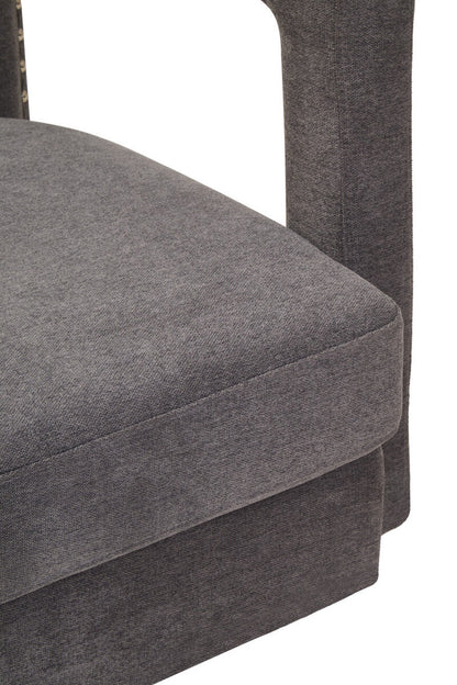 Hestia Ash Velvet Swivel Chair with Matte Black Base
