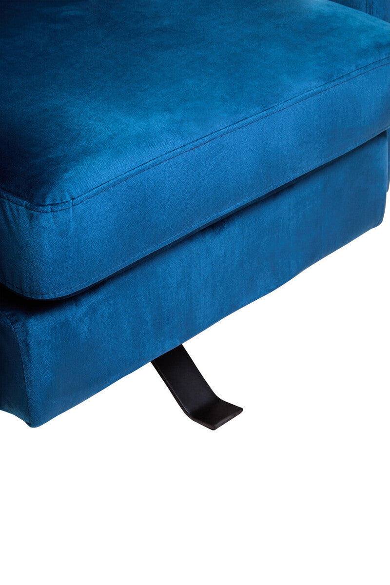 Hestia Blue Velvet Swivel Chair With Matte Black Base