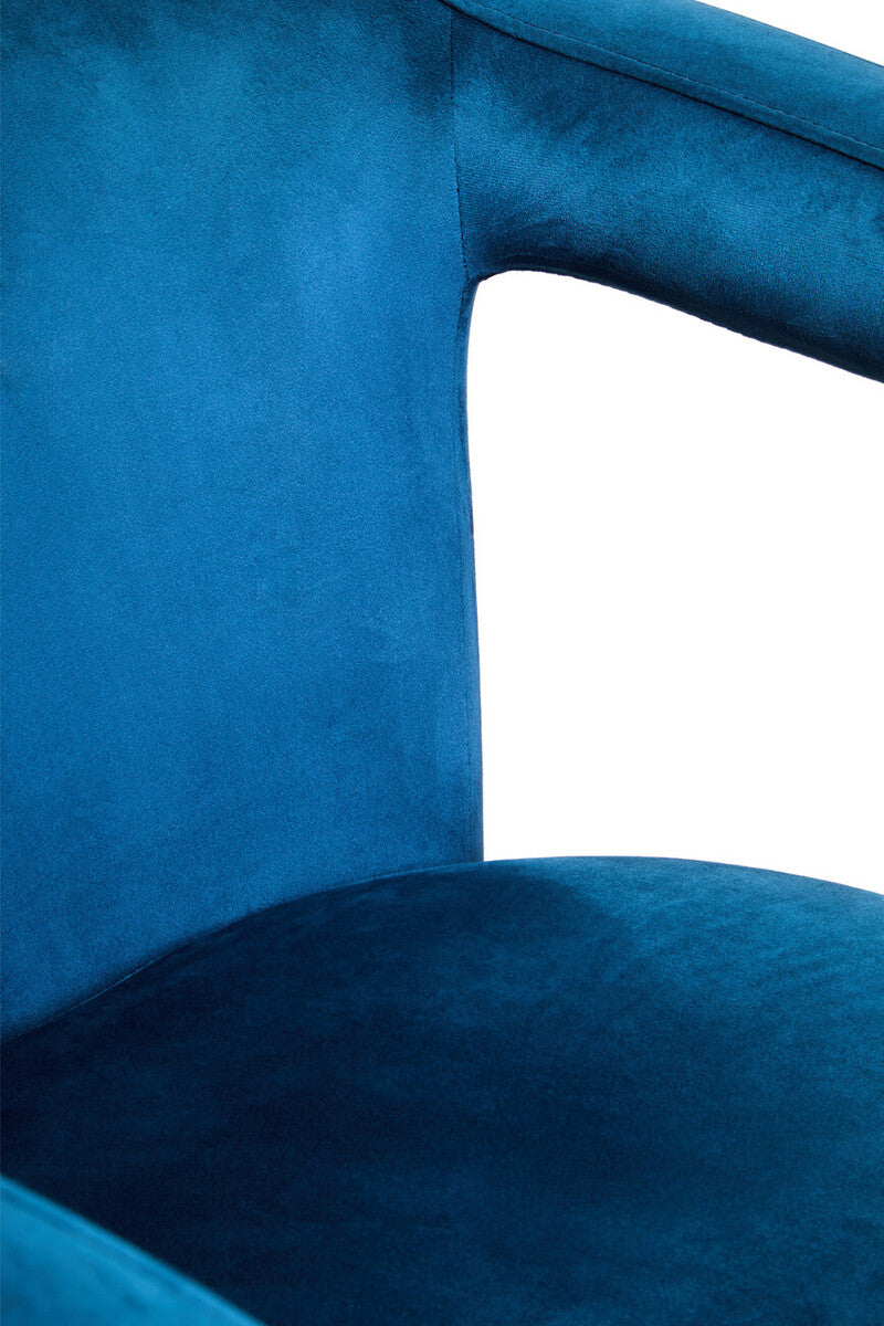 Hestia Blue Velvet Swivel Chair With Matte Black Base