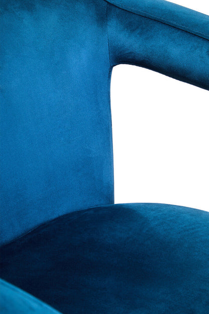 Hestia Blue Velvet Swivel Chair With Matte Black Base
