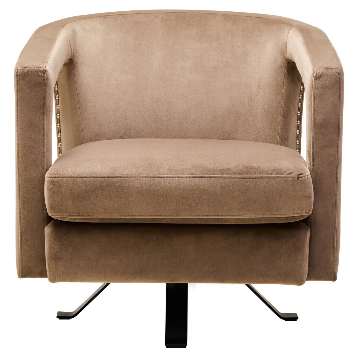 Hestia Mink Velvet Swivel Chair with Matte Black Base