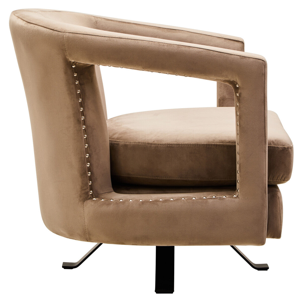 Hestia Mink Velvet Swivel Chair with Matte Black Base